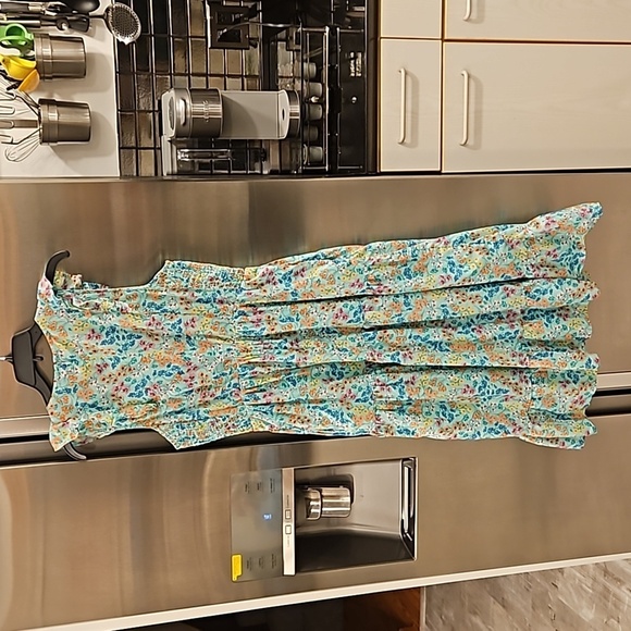 💕J. CREW💕 Printed V-Neck Smocked Midi Dress ~ Fresh Spearmint Floral Print 8 - Picture 11 of 16